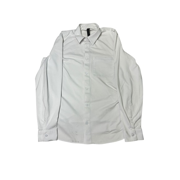 Lululemon Mens Medium M White Long Sleeve Button Down Shirt with Pocket - Picture 1 of 10
